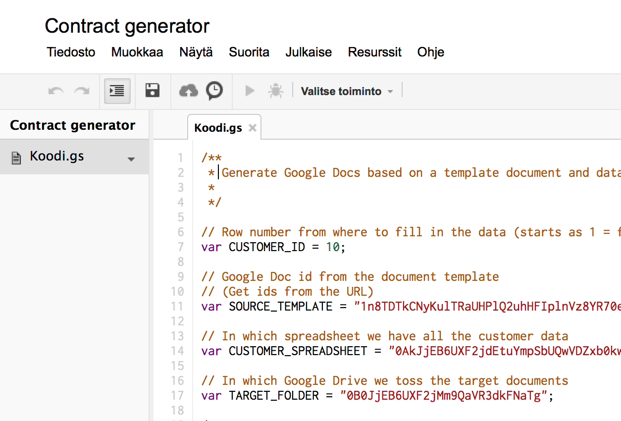 google docs client database template